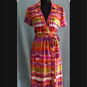 🎉HP🎉Calvin Klein Multi Colored Wrap Dress